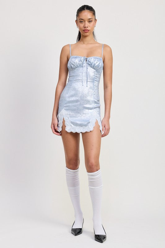 LACE HEM MINI DRESS