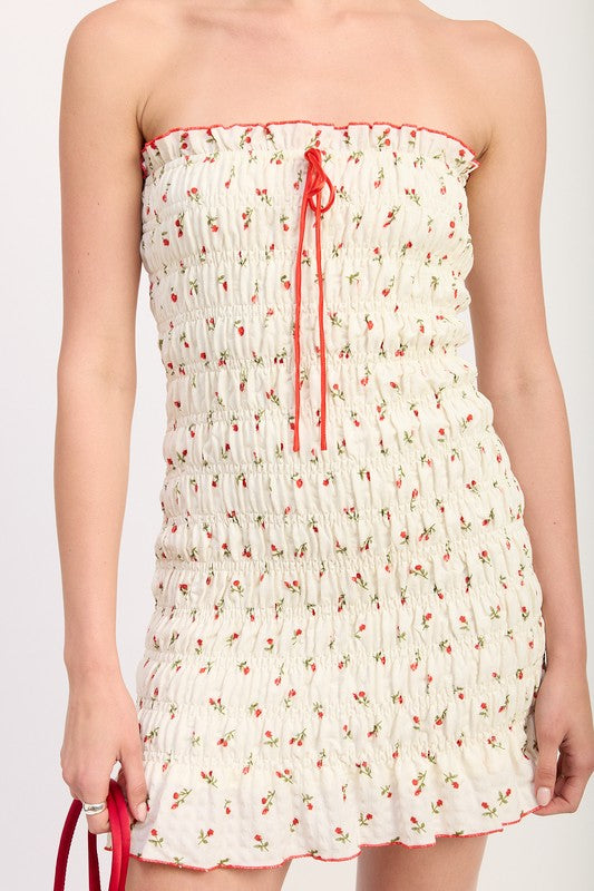 FLORAL SMOCKED TUBE DRESS