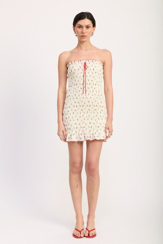 FLORAL SMOCKED TUBE DRESS