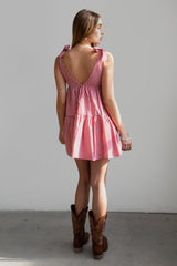BELLA Linen Gingham Mini Dress