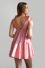 BELLA Linen Gingham Mini Dress