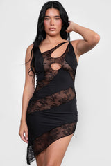 RIAHNAN Contrast Lace Mini Dress