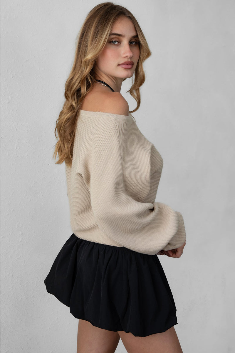 DEVRA  Ribbed Knit Sweater