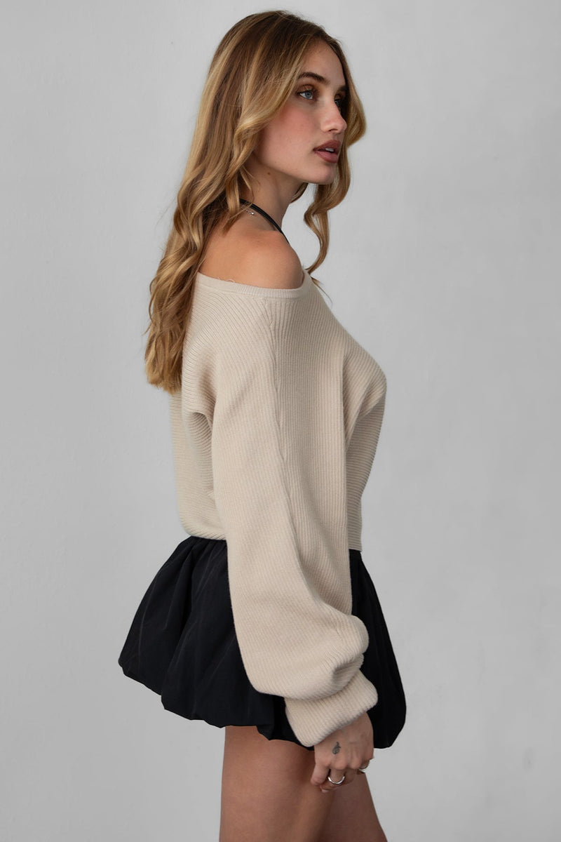 DEVRA  Ribbed Knit Sweater
